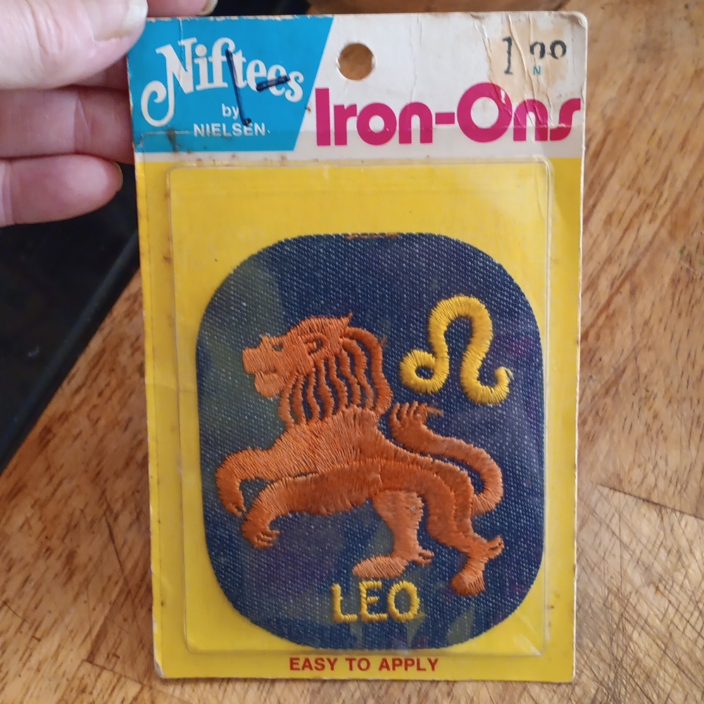 Vintage New In package Niftees Leo Iron-On denim Patch